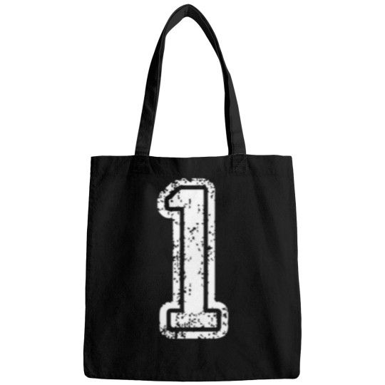 Discover 1 Number One Sports Team T-Shirt White Text Bags