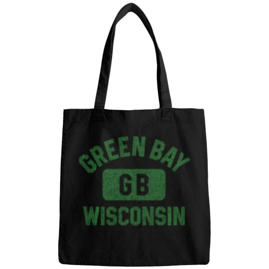 Discover Green Bay Wisconsin Gb Gym Style Distressed Green Print Bags