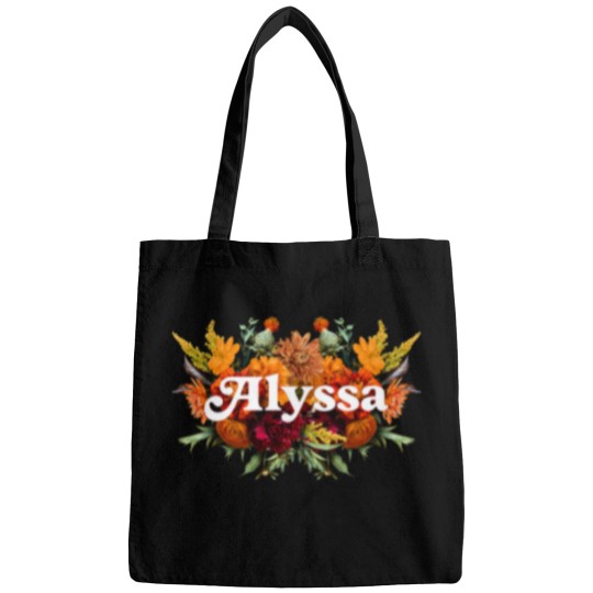Discover Alyssa Bohemian Flower Name Collage Bags