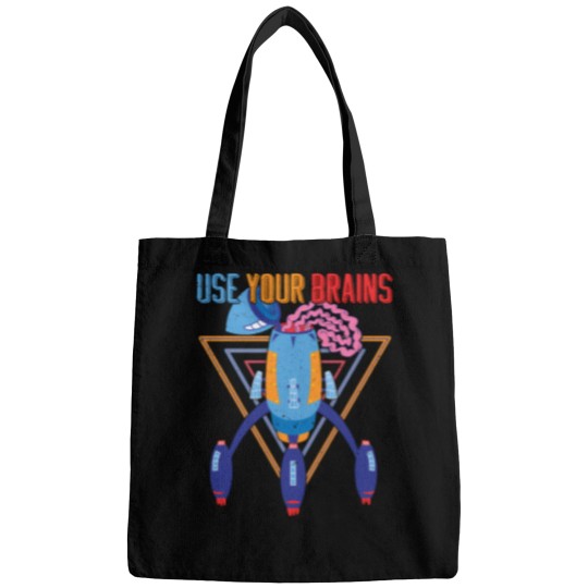 Discover Use Your Brains Space Ship Ufo - Quote Motivation Vintage - Atomic Age Space Age Style. 2722 Bags
