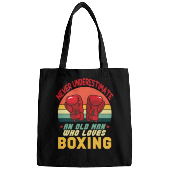 Discover Never Underestimate An Old Man Who Loves Boxing Long Funny Black 6 Bags