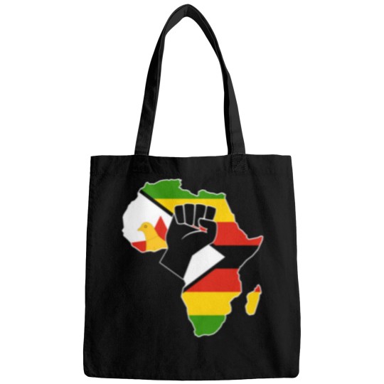 Discover Zimbabwean pride Zimbabwe flag Africa map raised fist hoodie Bags