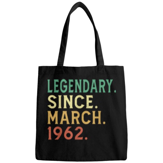 Discover 60 Year Old Vintage Legendary Since March 1962 60th Birthday  Essential T-Shirt Bags
