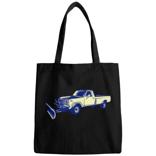 Discover Snow Plow Truck Woodcut Bags