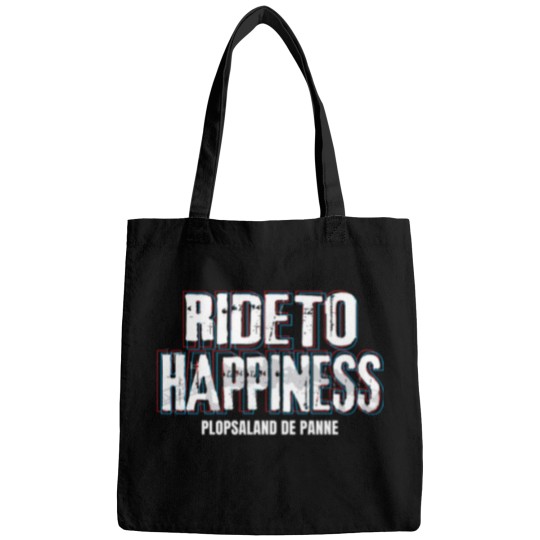 Discover Ride to Happiness - Glitch Series (White Text) Classic T-Shirt Bags