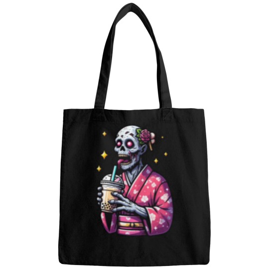 Discover zombie drinking bubble tea japanese kimono 1 Bags
