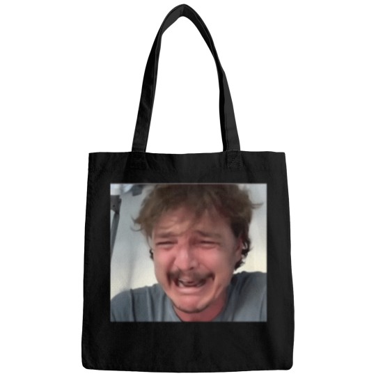 Discover Crying Pedro Pascal Funny Meme Sticker 2308 Bags