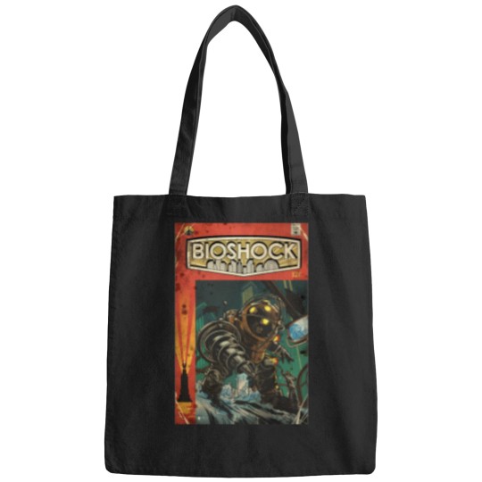 Discover Bioshock-Big-Daddy-Comic-Poster Tee Bags