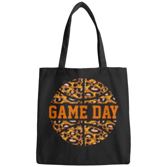 Discover Basketball Game Day With Leopard Pattern Funny Game T-Shirt Bags