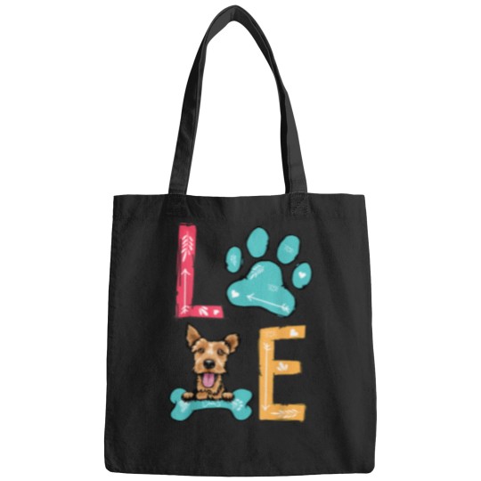 Discover Love My Welsh Terrier Dog Lover T-Shirt Bags