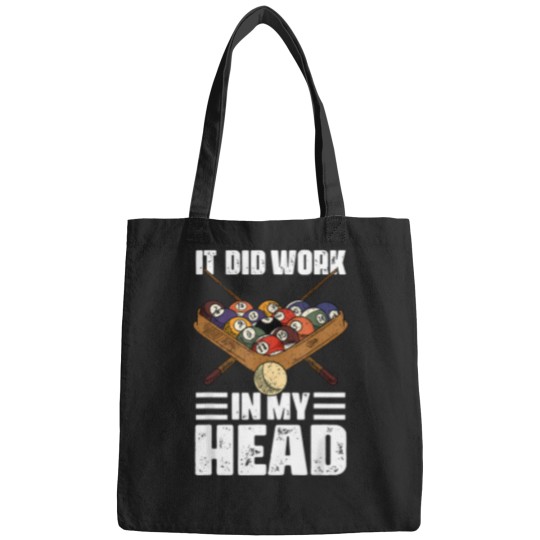 Discover Billiards It Worked Shooting Pool Trick Shot 9 Ball Joke Tee T-Shirt Bags