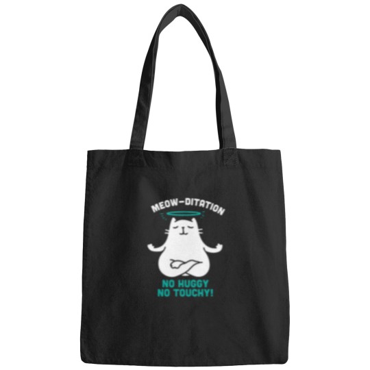 Discover Meow-Ditation No Huggy No Touchy - funnys Cat Yoga Illustration Bags