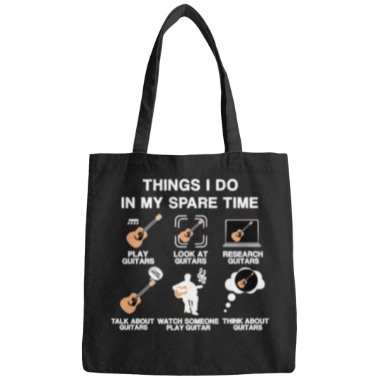 Discover Things-I-Do-In-My-Spare-Time-Funny-Guitar-Player-Gift-For-Guitar-Lover-Mens-And-Womens T-Shirt Bags