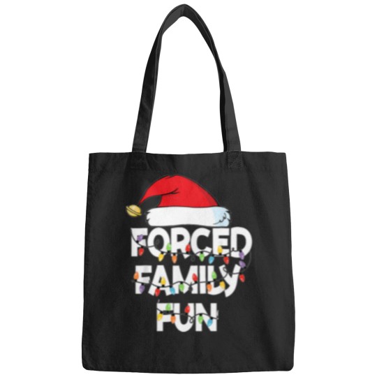 Discover Forced-Family-Fun-Shirt-Men-Women-Kids-Christmas-Pajamas-T-Shirt Bags