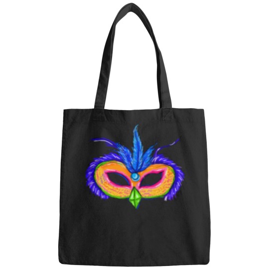 Discover Vibrant carnivalss masks - Hand Drawn abstracts Art Bags