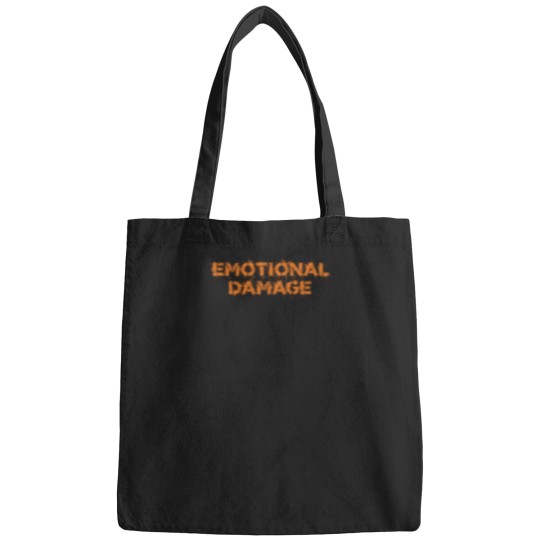 Discover emotionals Damage - vintages Orange Text Bags