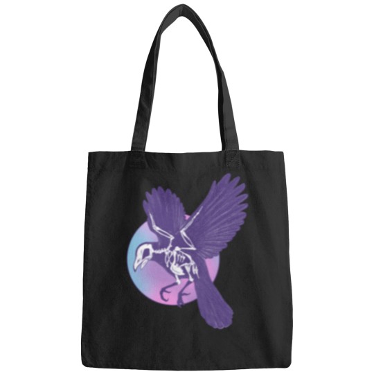 Discover Crow Skeleton And Moon T-Shirt Bags