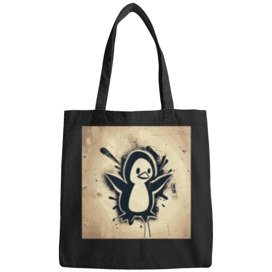 Discover funny christmas penguin vintage graffiti street art sticker Bags