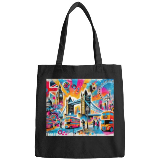 Discover “Neon London Vibes Pop Art Cityscape” Bags
