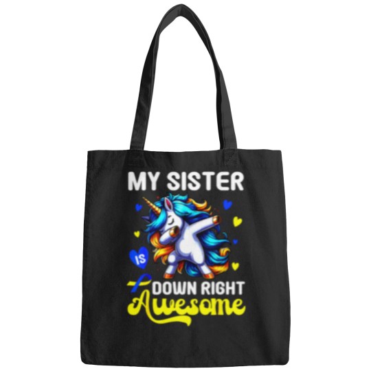 Discover My Sister Is Down Right Awesome Funny Unicorn Bags