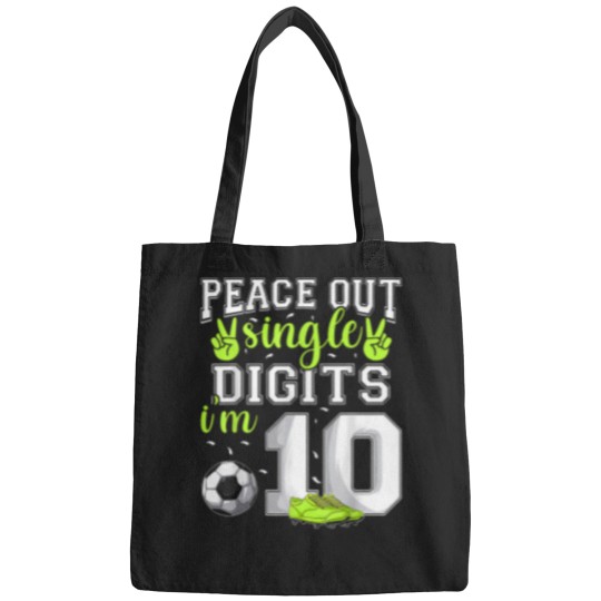 Discover 10Th Birthday Shirts Boys Soccer Peace Out Single Digits T-Shirt Bags