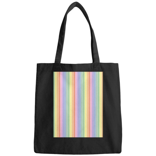 Discover vintages white and bright pastel rainbows stripes - vertical Bags