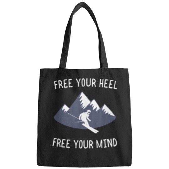 Discover Free-You-Heel.-Free-Your-Mind.-Skiing-Mountain-T-Shirt Bags