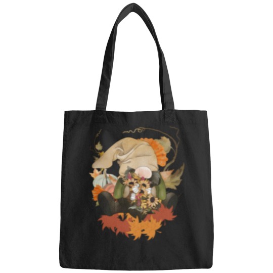 Discover Watercolor Woodland Fall Gnome T-Shirt Bags