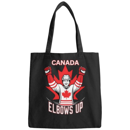 Discover Canada Elbows Up T-Shirt Hockey Fan Shirt Design Bags