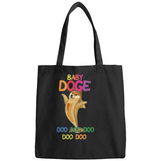 Discover Dogecoin-Baby-Doge-Doo-Doo-Funny-Cryptocurrency-M Bags