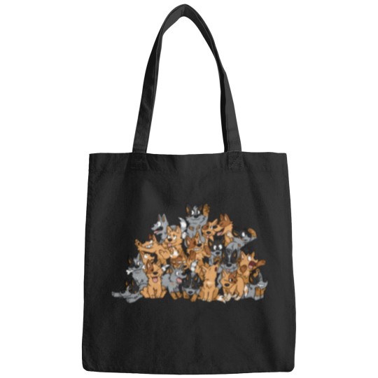 Discover Cattle-Dog-Pile T-Shirt Bags