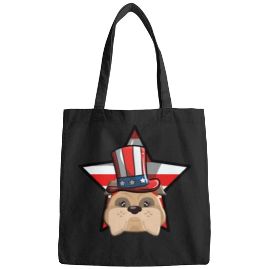 Discover Funny American Bulldog USA Flag Star 4th July Bags