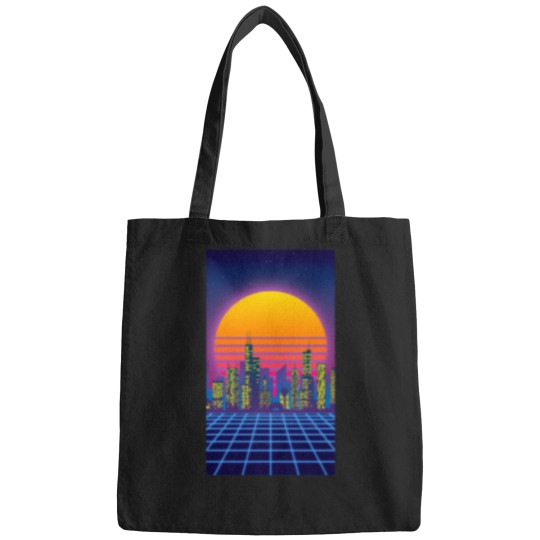 Discover 1746 Outrun Chicago City Lights Active T-Shirt Bags