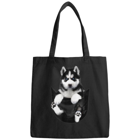 Discover Siberian Husky in My Pocket Cute Dog Lovers Bags