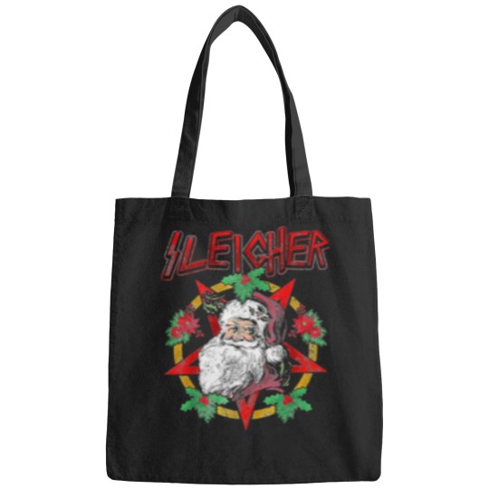 Discover Sleigher-Heavy-Metal-Santa-Claus-Christmas-Xmas T-Shirt Bags