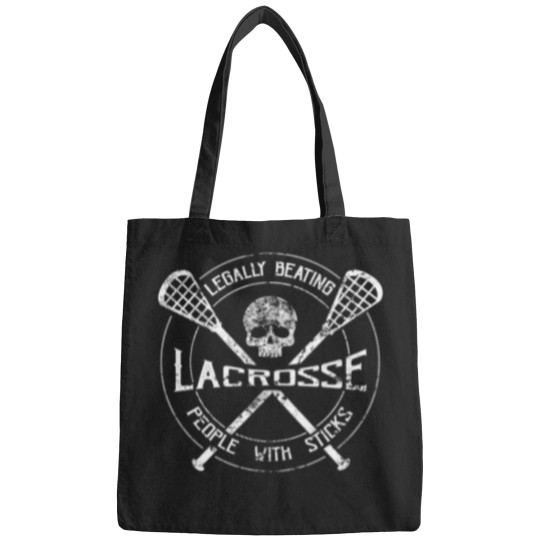 Discover Lacrosse-Legally-Beating-People-With-Sticks--Funny-Sports T-Shirt Bags