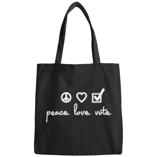 Discover Peace-Love-Vote T-Shirt Bags