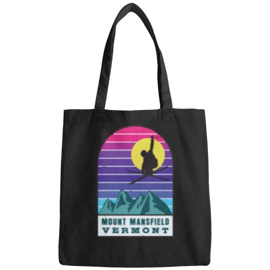 Discover skis Mount Mansfield Vermont Retro Sunset actives Bags