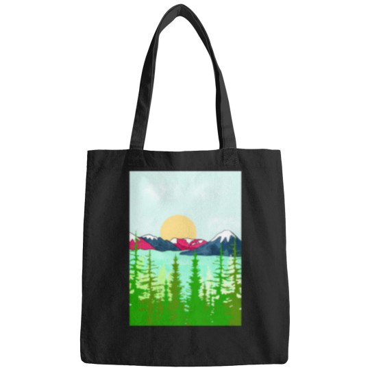 Discover Pink And Blue Mountain Spring Active T-Shirt 1568 Bags