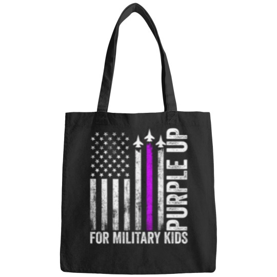 Discover purple up for military military child month ua flag Bags