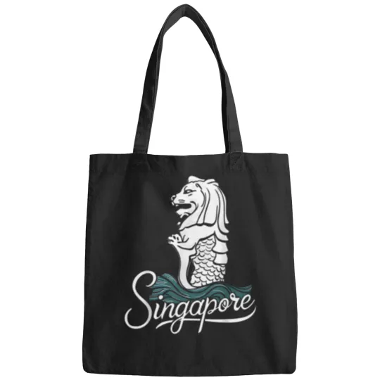 Discover Singapore-Iconic-Merlion-Lion-Asia-Travel-Souvenir-T-Shirt Bags