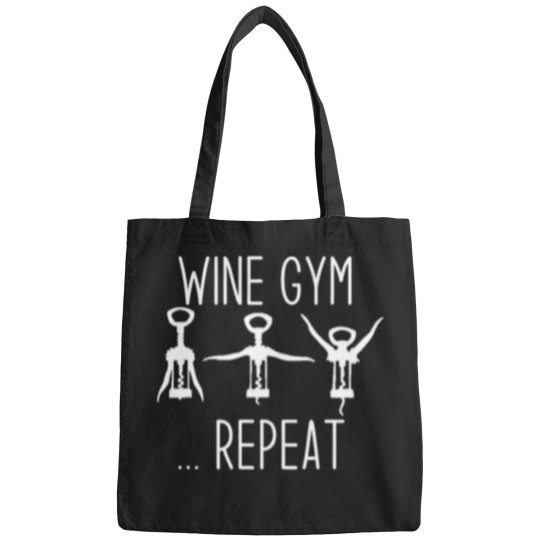 Discover Wines Fun Gym Repeat Funny Wines Screw Workout Humor Sarcastic Bags