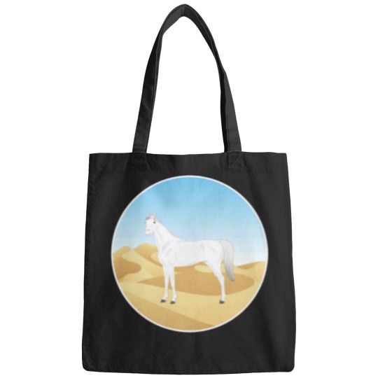 Discover Abbayan horse - white horse with landscape - oriental horse - Yemen horse breeds Bags
