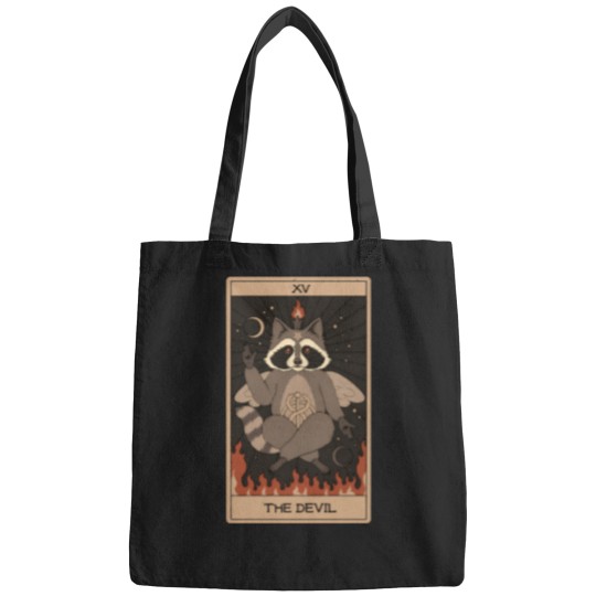 Discover The-Devil---Raccoons-Tarot T-Shirt Bags