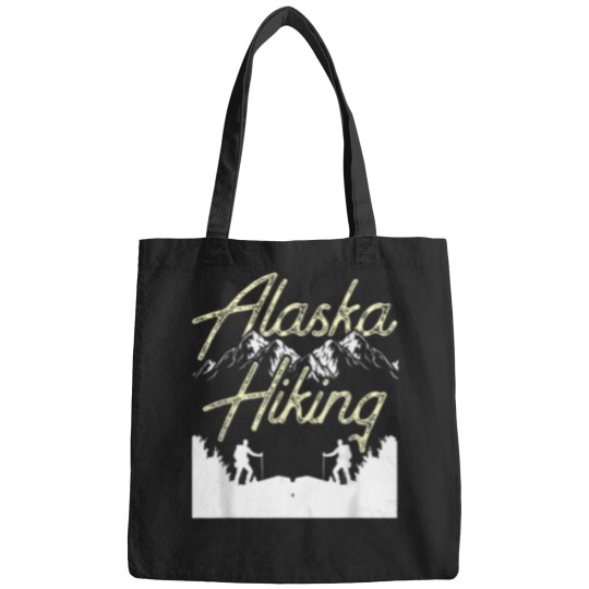 Discover Alaska Hiking Hike Hiker Nature T-Shirt Bags
