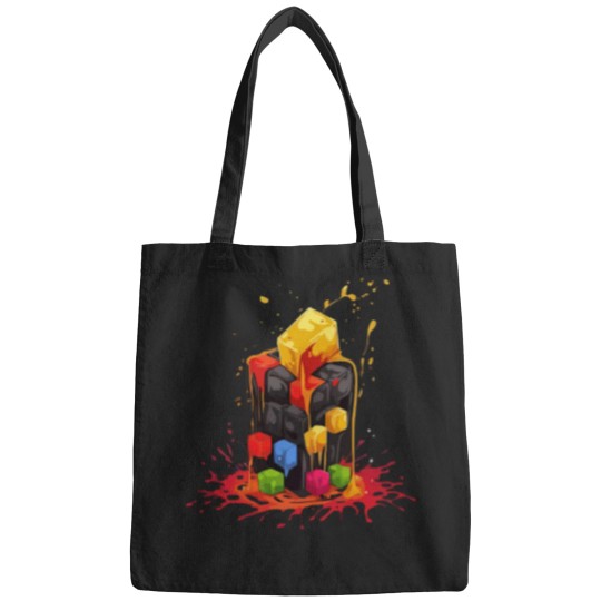 Discover Rainbow Abstraction melted rubix cube - Rainbow Abstraction Melted Rubix Cube - Bags