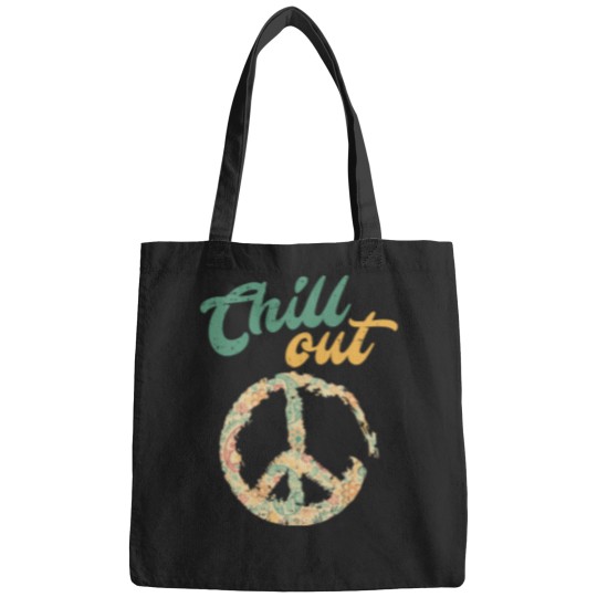 Discover Retro Vintage Chill Out Peace Sign Hippie Lover Bags