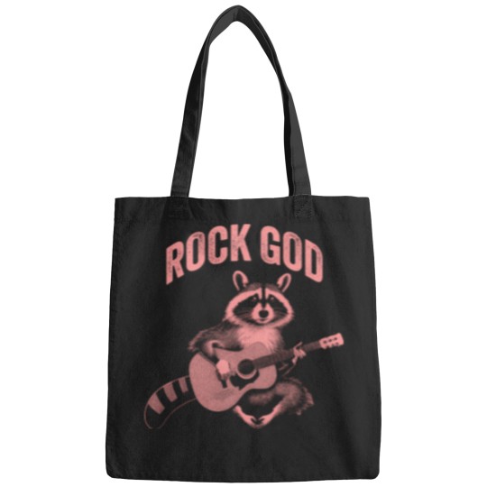 Discover Rock God Raccoon T-Shirt Bags