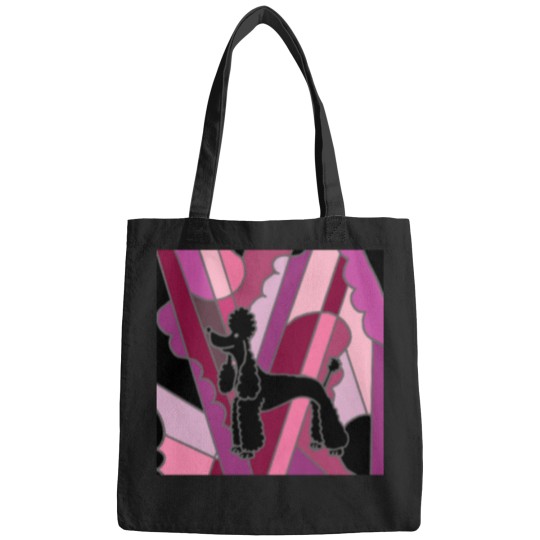 Discover Cool-Funky-Black-Poodle-Abstract-Art T-Shirt Bags