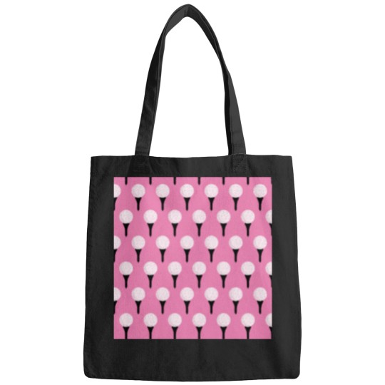 Discover Golf-Ball-And-Tee-Pattern-(Pink) T-Shirt Bags